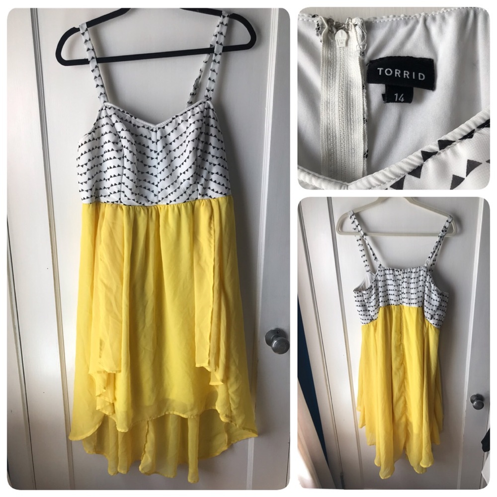 Torrid Yellow and Chevron High Low Dress Size 14